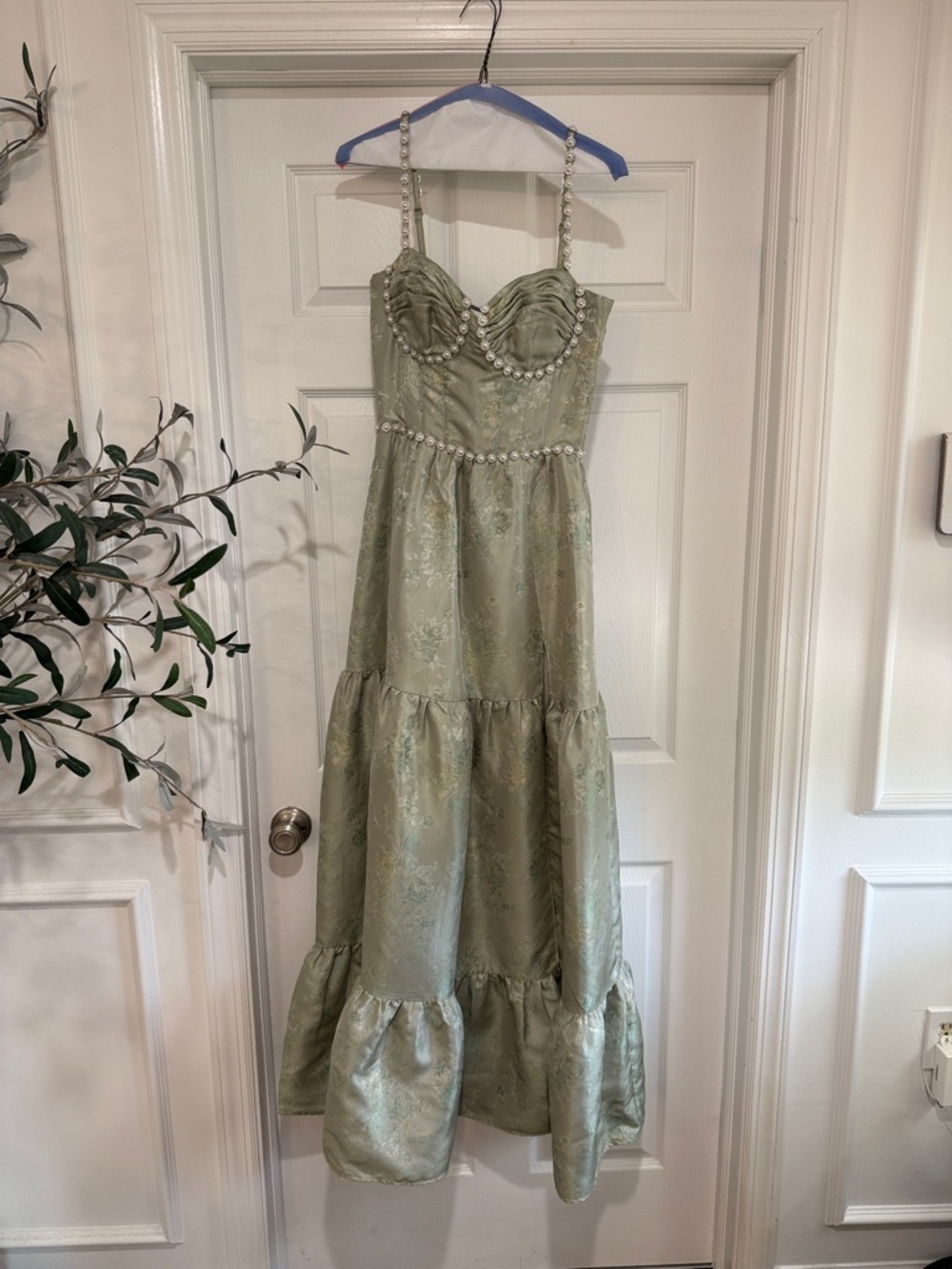 V. Chapman Lucetta Dress in Sage Windsor Brocade Size 4